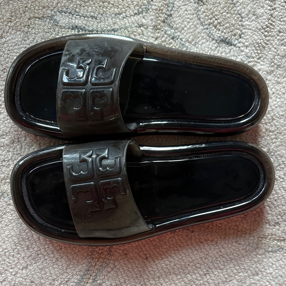 Tory Burch- black- bubble jelly slides- size 9B
